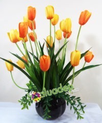 Hoa giả, Hoa lụa đẹp, Hoa tulip cam