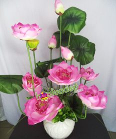 Hoa giả, Hoa lụa đẹp, Lọ hoa sen Thái