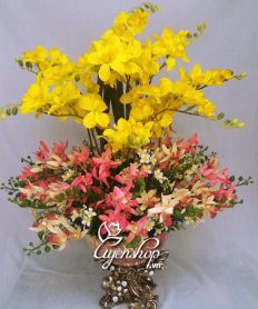 Hoa giả, Hoa lụa đẹp, Bình hoa Lan