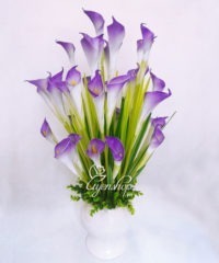 Hoa giả, Hoa lụa đẹp, Bình hoa Rum trắng tím