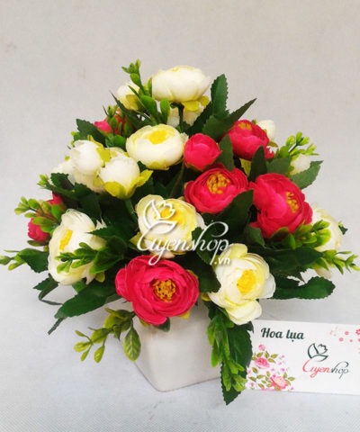 Lọ hoa Trà đỏ Hoa giả, Hoa lụa đẹp, Lọ hoa Trà đỏ