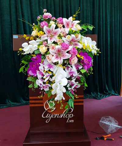 Hoa Bục Phát Biểu Đẹp Hoa giả, Hoa lụa đẹp, Hoa Bục Phát Biểu Đẹp