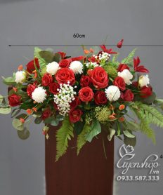 Hoa giả, Hoa lụa đẹp, HOA PHÁT BIỂU TONE ĐỎ