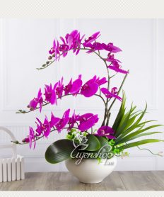 Hoa giả, Hoa lụa đẹp, Chậu Lan Hồ Điệp