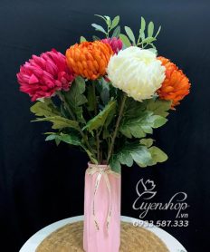 Hoa giả, Hoa lụa đẹp, Bình Cúc Mẫu Đơn Mix Màu