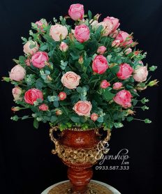 Hoa giả, Hoa lụa đẹp, Bình Hoa Hồng Lụa Cao Cấp