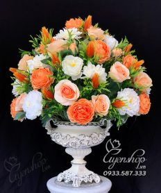 Hoa giả, Hoa lụa đẹp, Bình Hoa Hồng Trà