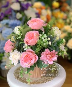 Hoa giả, Hoa lụa đẹp, Lọ hoa nhỏ để bàn