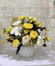 Hoa giả, Hoa lụa đẹp, LỌ HOA TRÀ NHỎ