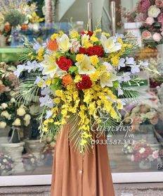 Hoa giả, Hoa lụa đẹp, HOA BỤC PHÁT BIỂU TONE VÀNG