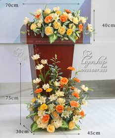 Hoa giả, Hoa lụa đẹp, HOA HỘI NGHỊ – BỤC PHÁT BIỂU TONE VÀNG