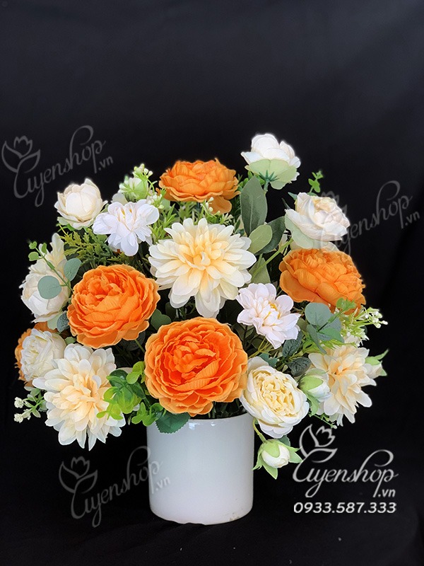 Zoom với LỌ HOA ĐỂ BÀN TONE CAM