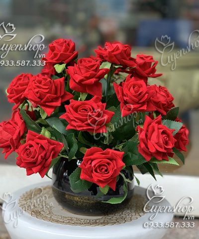 LỌ HOA HỒNG NHƯNG NHỎ XINH Hoa giả, Hoa lụa đẹp, LỌ HOA HỒNG NHƯNG NHỎ XINH