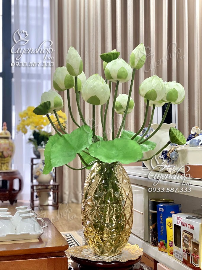 Zoom với BÌNH SEN QUAN ÂM TRẮNG