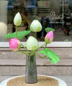 Hoa giả, Hoa lụa đẹp, BÌNH SEN QUAN ÂM NHỎ