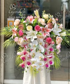 Hoa giả, Hoa lụa đẹp, LÃNG HOA BỤC PHÁT BIỂU TONE HỒNG