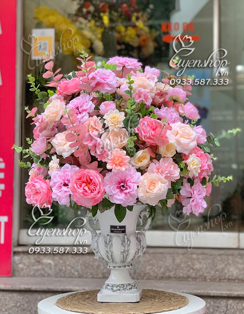 Zoom với LƯ HOA LỤA TONE HỒNG