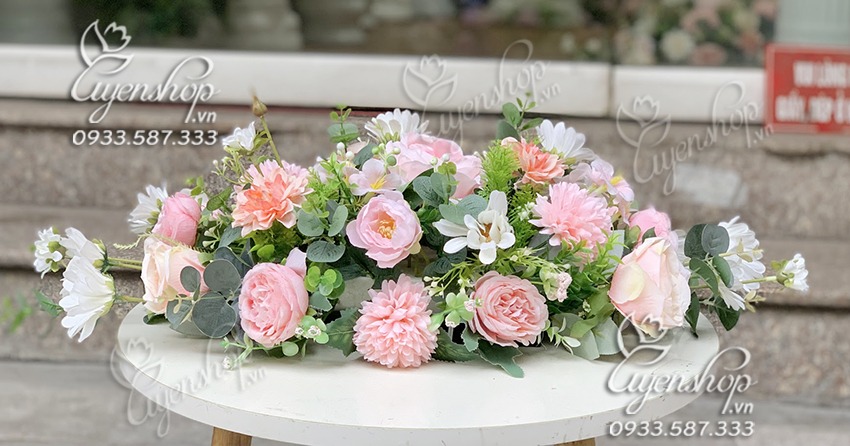 Zoom với LÃNG HOA BÀN HỌP TONE HỒNG