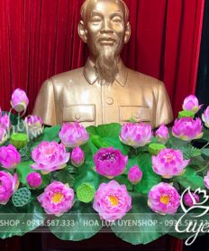 Hoa giả, Hoa lụa đẹp, LÃNG HOA SEN CAO CẤP ĐỂ BỤC TƯỢNG BÁC