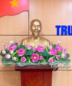 Hoa giả, Hoa lụa đẹp, HOA SEN NGHỆ NHÂN CAO CẤP TRANG TRÍ TƯỢNG BÁC