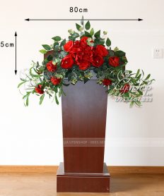 Hoa giả, Hoa lụa đẹp, HOA BỤC PHÁT BIỂU TONE ĐỎ