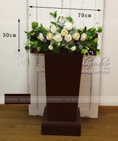 Hoa giả, Hoa lụa đẹp, HOA BỤC PHÁT BIỂU TONE TRẮNG