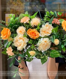 Hoa giả, Hoa lụa đẹp, HO BỤC PHÁT BIỂU TONE VÀNG