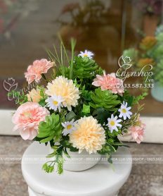 Hoa giả, Hoa lụa đẹp, LỌ HOA NHỎ ĐỂ BÀN