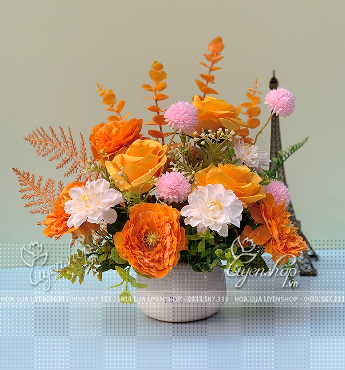 Zoom với LỌ HOA ĐỂ BÀN TONE CAM