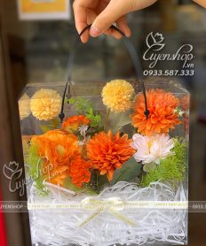 Hoa giả, Hoa lụa đẹp, HỘP HOA LỤA NHỎ