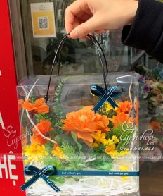 Hoa giả, Hoa lụa đẹp, HỘP HOA LỤA MICA