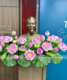 Hoa giả, Hoa lụa đẹp, HOA TƯỢNG BÁC SEN NGHỆ NHÂN CAO CẤP