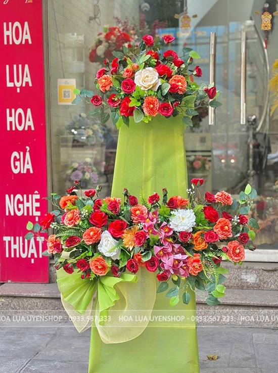 Zoom với LÃNG HOA TẶNG KHAI TRƯƠNG 2 TẦNG