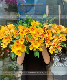 Hoa giả, Hoa lụa đẹp, HOA ĐỊA LAN TRANG TRÍ BỤC PHÁT BIỂU, BÀN KÍ KẾT, SỰ KIỆN