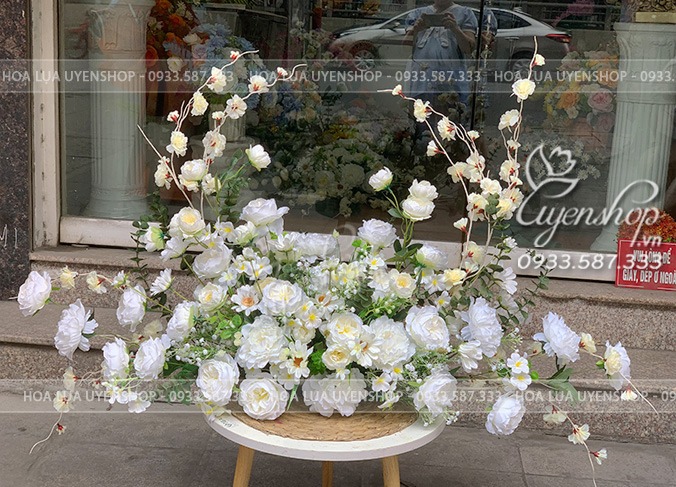 Zoom với HOA SỰ KIỆN, TRANG TRÍ BACKDROP TONE TRẮNG