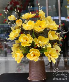 Hoa giả, Hoa lụa đẹp, BÌNH MỘC LAN VÀNG