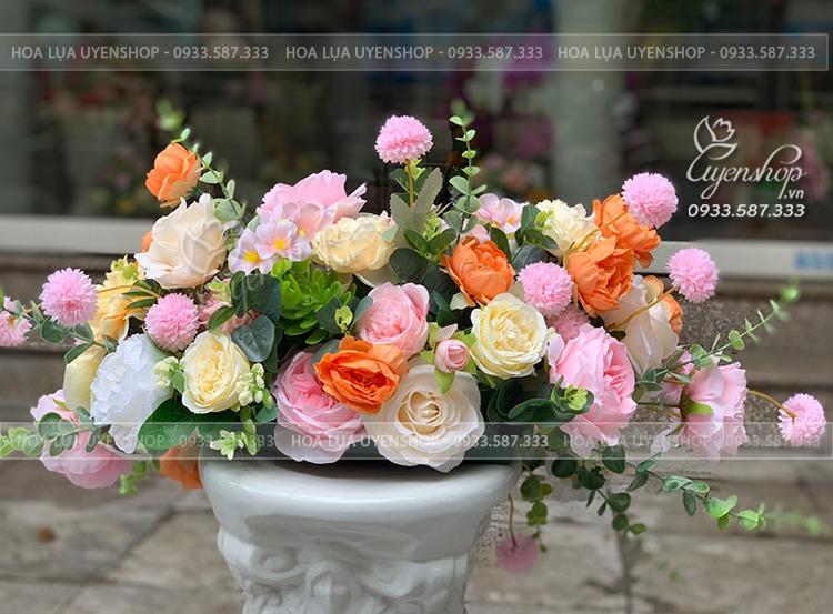 Zoom với LÃNG HOA ĐỂ BÀN NHỎ TONE HỒNG PASTEL