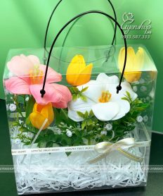 Hoa giả, Hoa lụa đẹp, HỘP HOA TULIP – QUÀ TẶNG NHỎ XINH