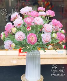 Hoa giả, Hoa lụa đẹp, BÌNH HOA MAO LƯƠNG TRANG TRÍ PHÒNG KHÁCH