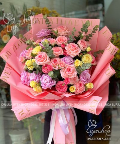 BÓ HOA HỒNG LỤA Hoa giả, Hoa lụa đẹp, BÓ HOA HỒNG LỤA