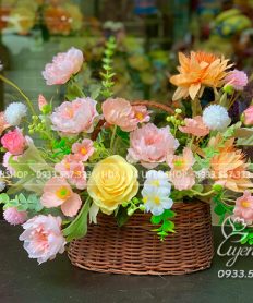 Hoa giả, Hoa lụa đẹp, GIỎ HOA LỤA NHỎ