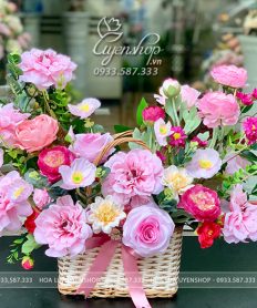 Hoa giả, Hoa lụa đẹp, GIỎ HOA LỤA NHỎ