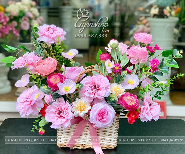 Zoom với GIỎ HOA LỤA NHỎ