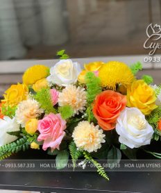 Hoa giả, Hoa lụa đẹp, LÃNG HOA  NHỎ ĐỂ BÀN HỘI NGHỊ