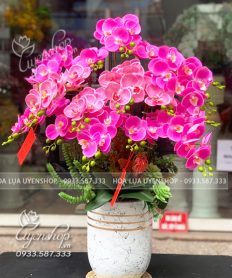 Hoa giả, Hoa lụa đẹp, CHẬU LAN HỒ ĐIỆP TÍM