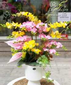 Hoa giả, Hoa lụa đẹp, BÌNH LAN TIỂU HỒ ĐIỆP NHỎ ĐỂ BÀN