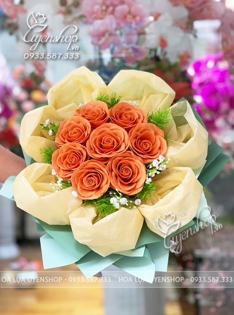 Zoom với BÓ HOA HỒNG SÁP NHỎ