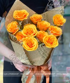 Hoa giả, Hoa lụa đẹp, BÓ HOA HỒNG SÁP VÀNG