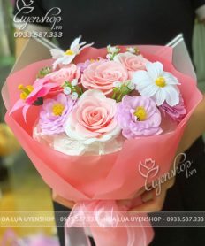 Hoa giả, Hoa lụa đẹp, BÓ HOA SÁP NHỎ