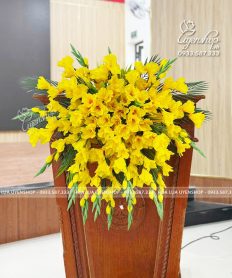 Hoa giả, Hoa lụa đẹp, LÃNG HOA DƠN TRANG TRÍ BỤC PHÁT BIỂU